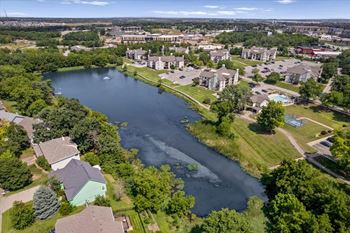 Aerial view of community lake